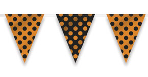 Guirlande fanions à pois noir et orange