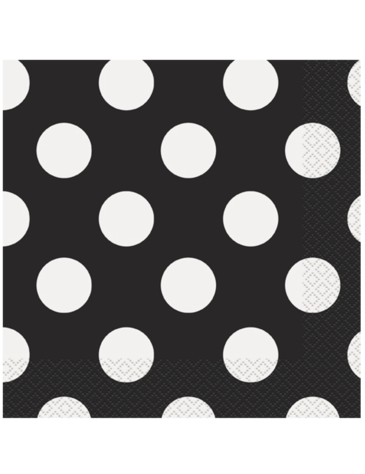 16 Serviettes en papier Noires à pois blancs 33 x 33 cm