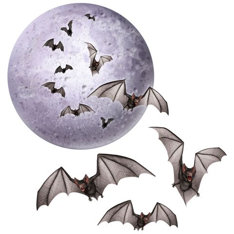Découpe lune et chauve souris 21 x 45 cm
