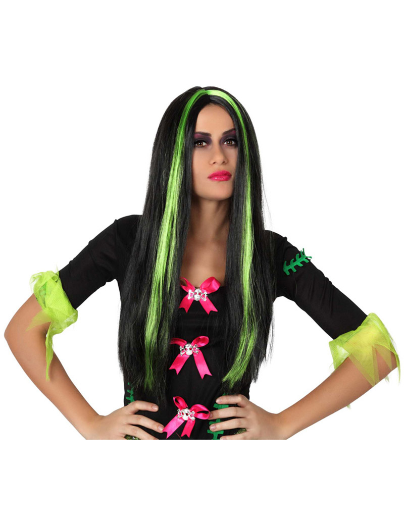 Perruque vampire mèches vertes femme