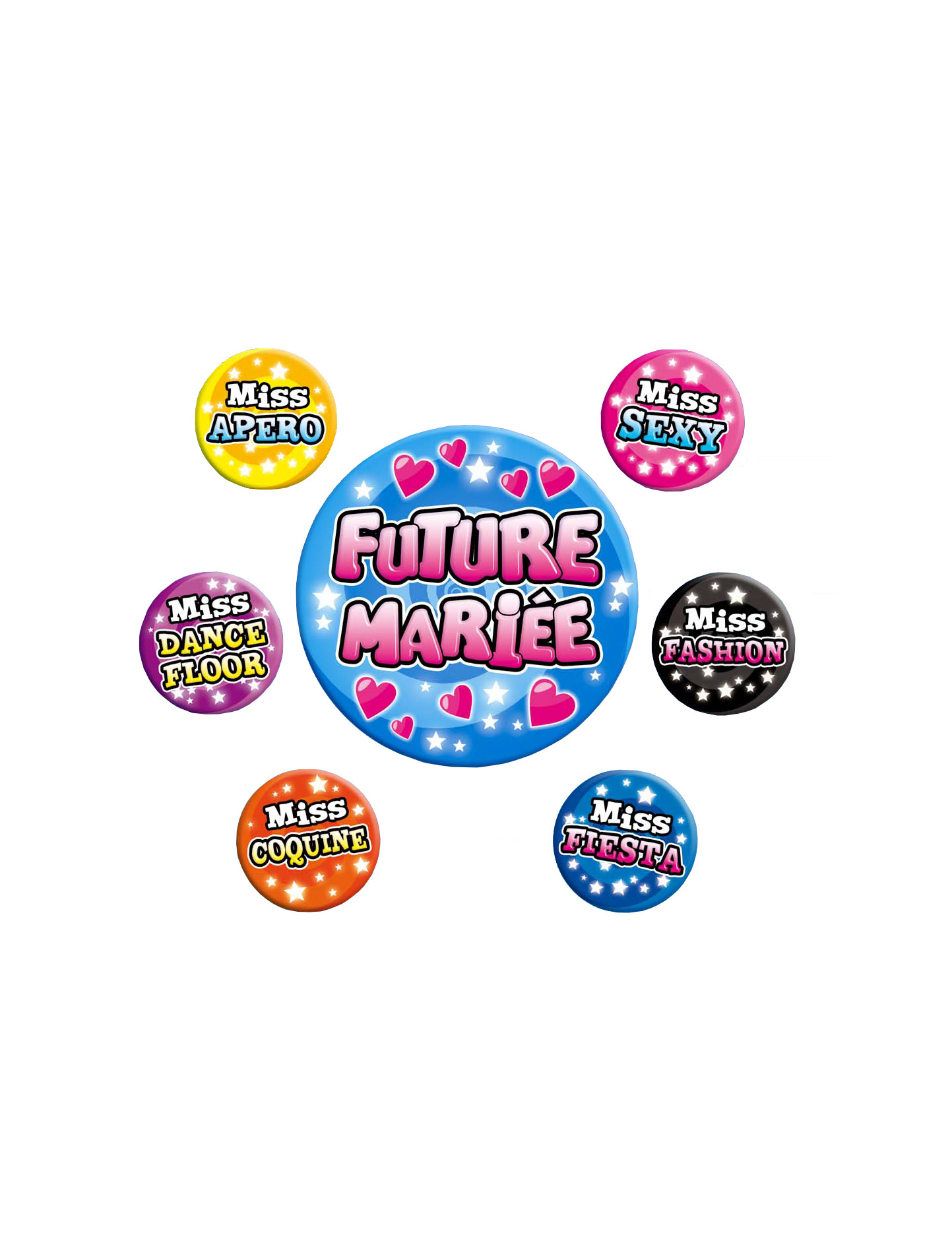 Set badges enterrement de vie de jeune fille