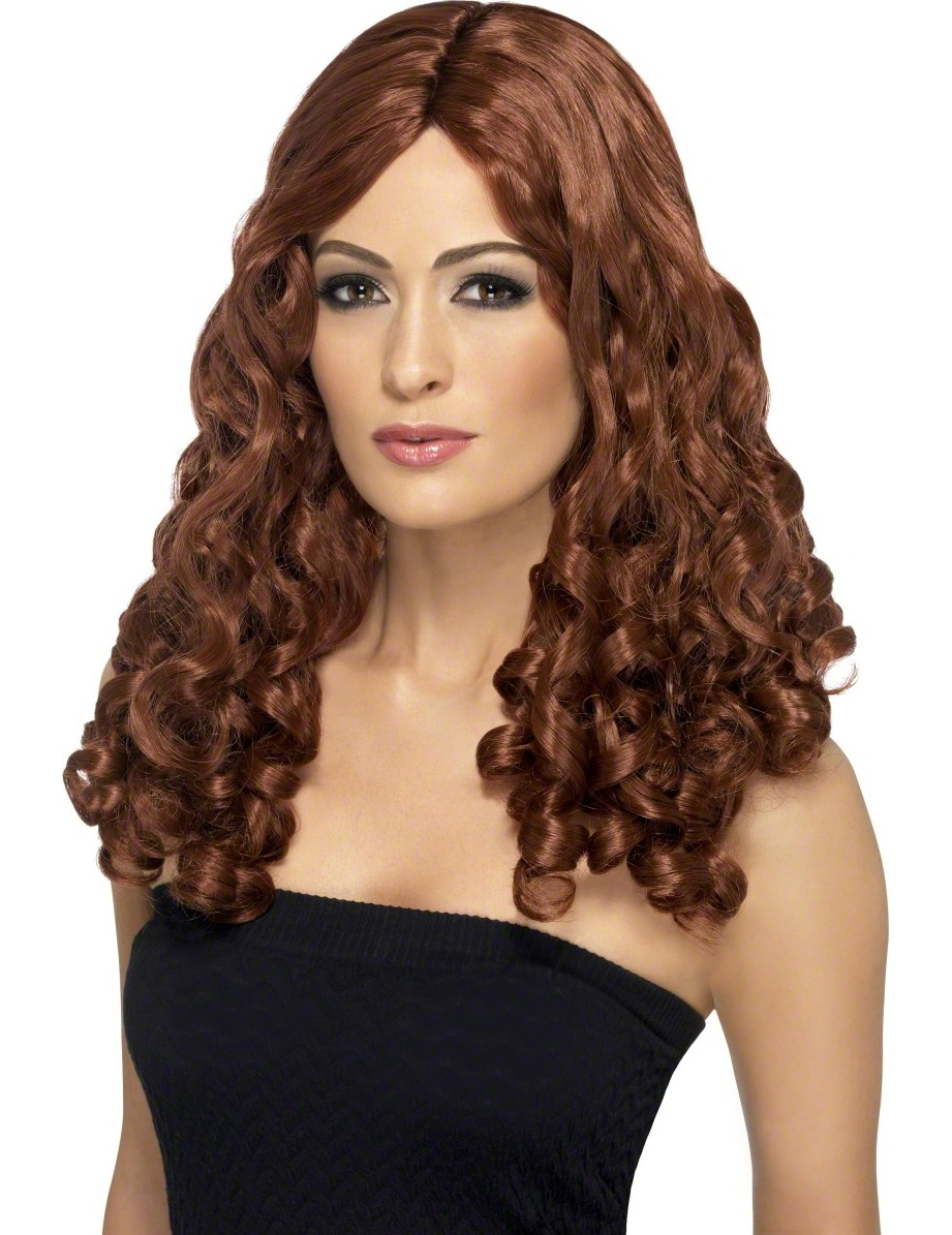 Perruque bouclée auburn femme