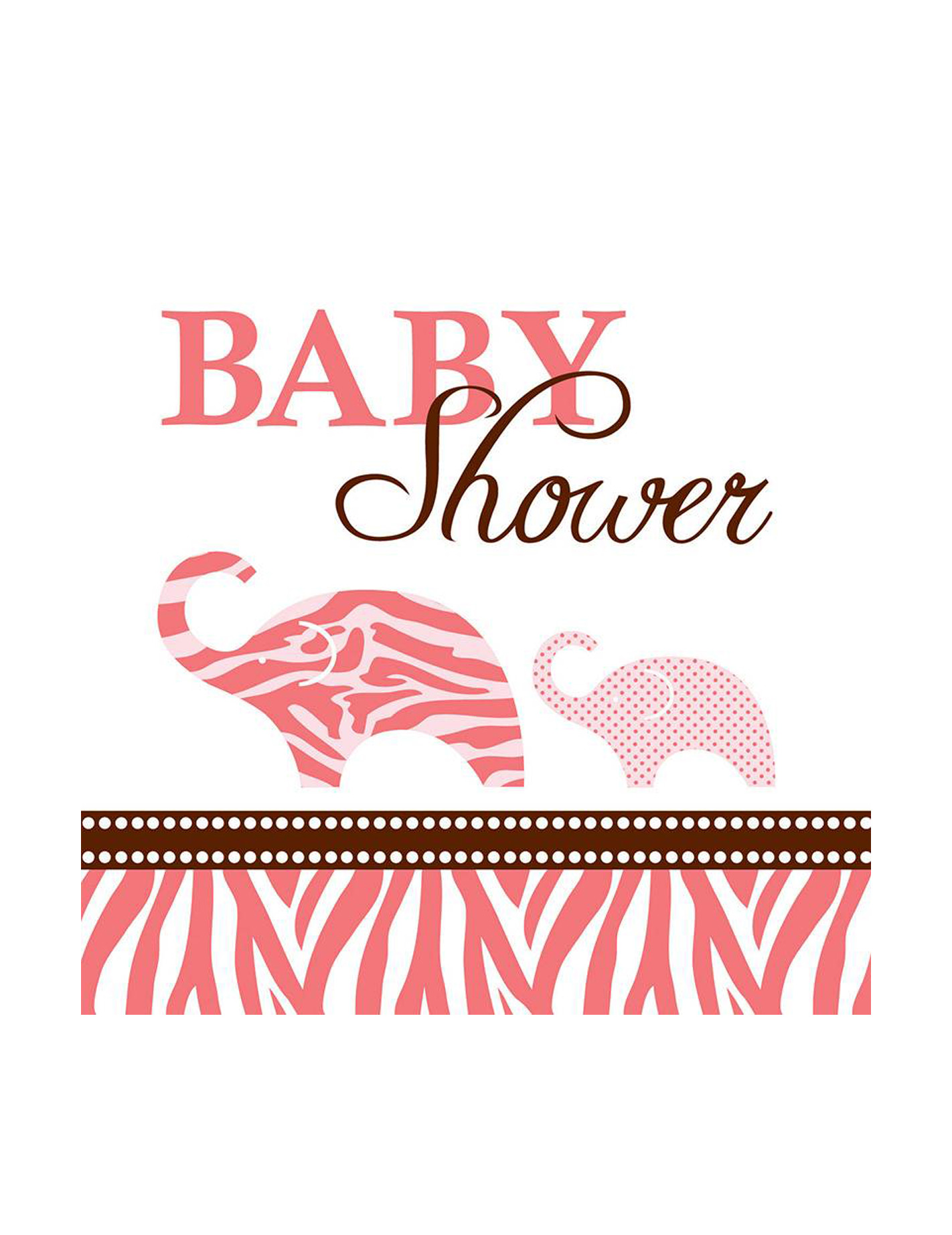 16 Petites Serviettes en papier Baby shower Safari Rose 25 x 25 cm