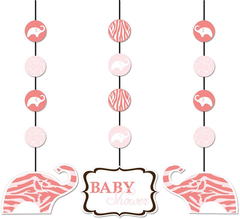 3 Suspensions baby shower safari rose