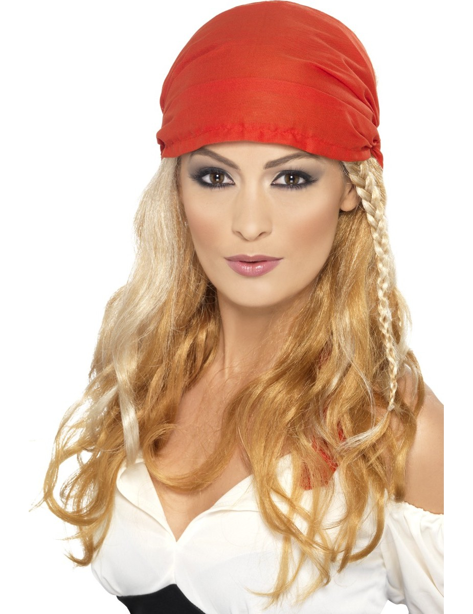 Perruque longue blonde pirate femme