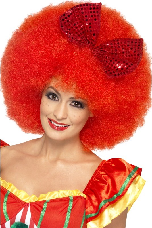 Perruque afro clown rouge adulte