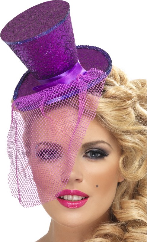 Mini chapeau haut de forme violet femme