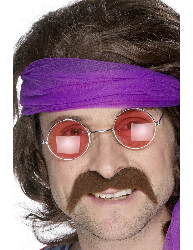 Moustache marron années 70 adulte