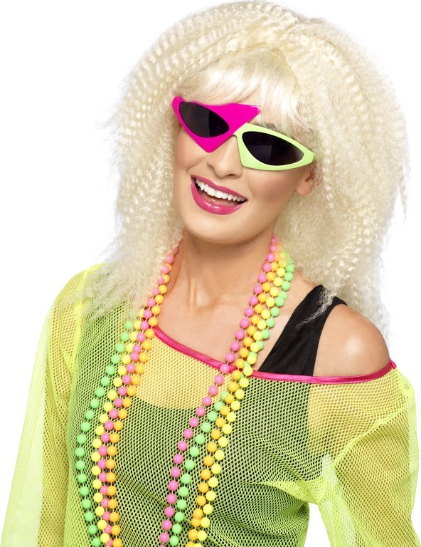 Lunettes années 80 rose et verte femme
