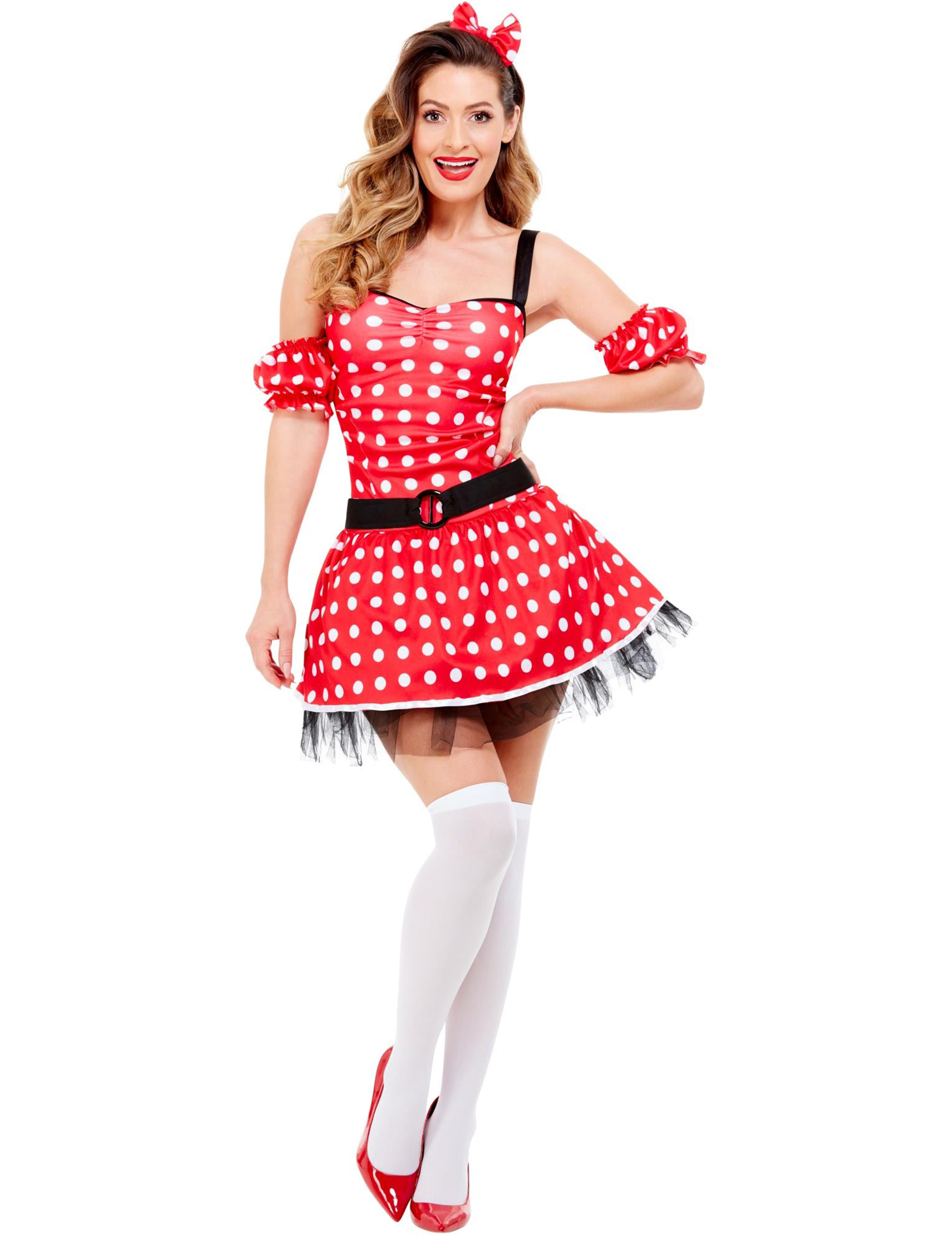 Déguisement souris rouge à pois femme