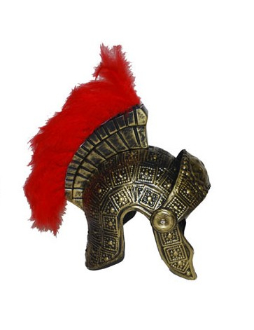 Casque romain avec plumes rouges
