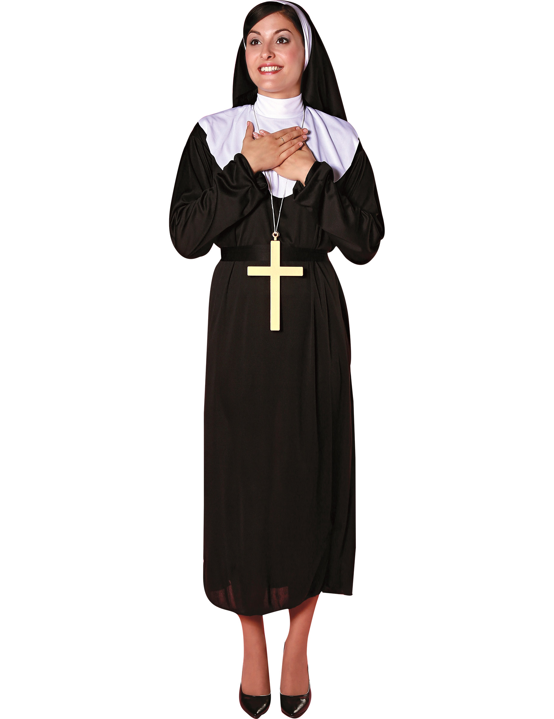 Déguisement nonne noire et blanche femme