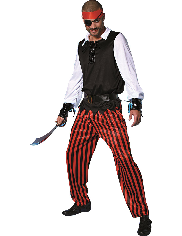 Déguisement pirate rouge et noir homme