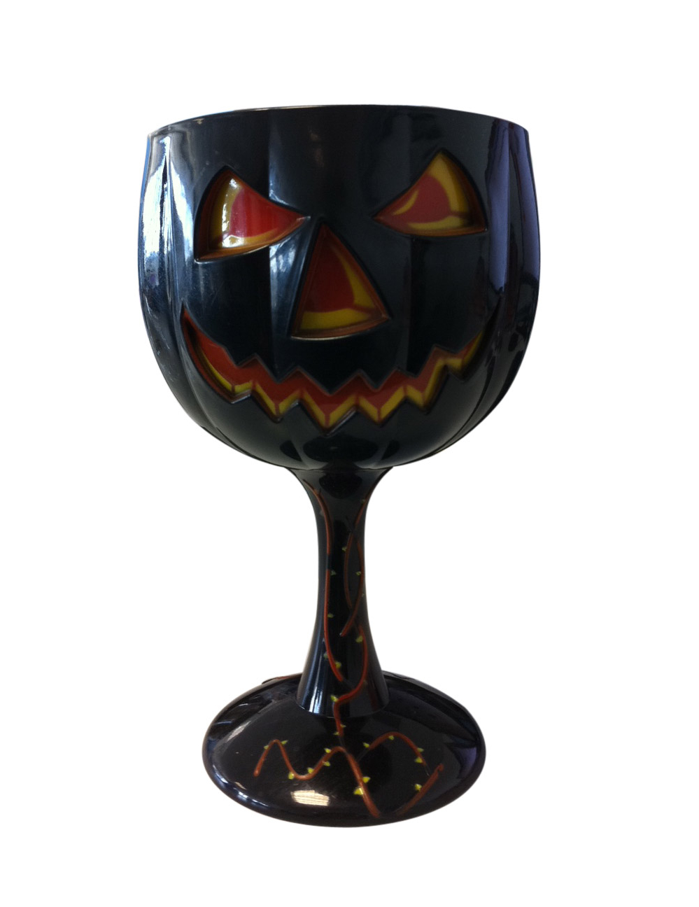 Verre à pied en plastique citrouille d'Halloween noire