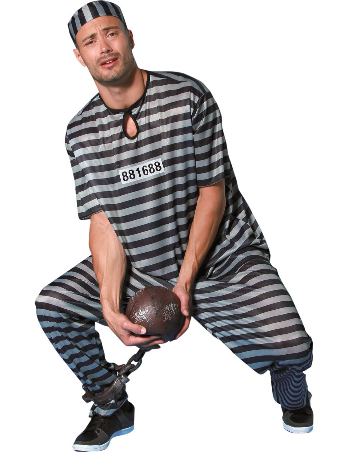Déguisement prisonnier noir et blanc homme