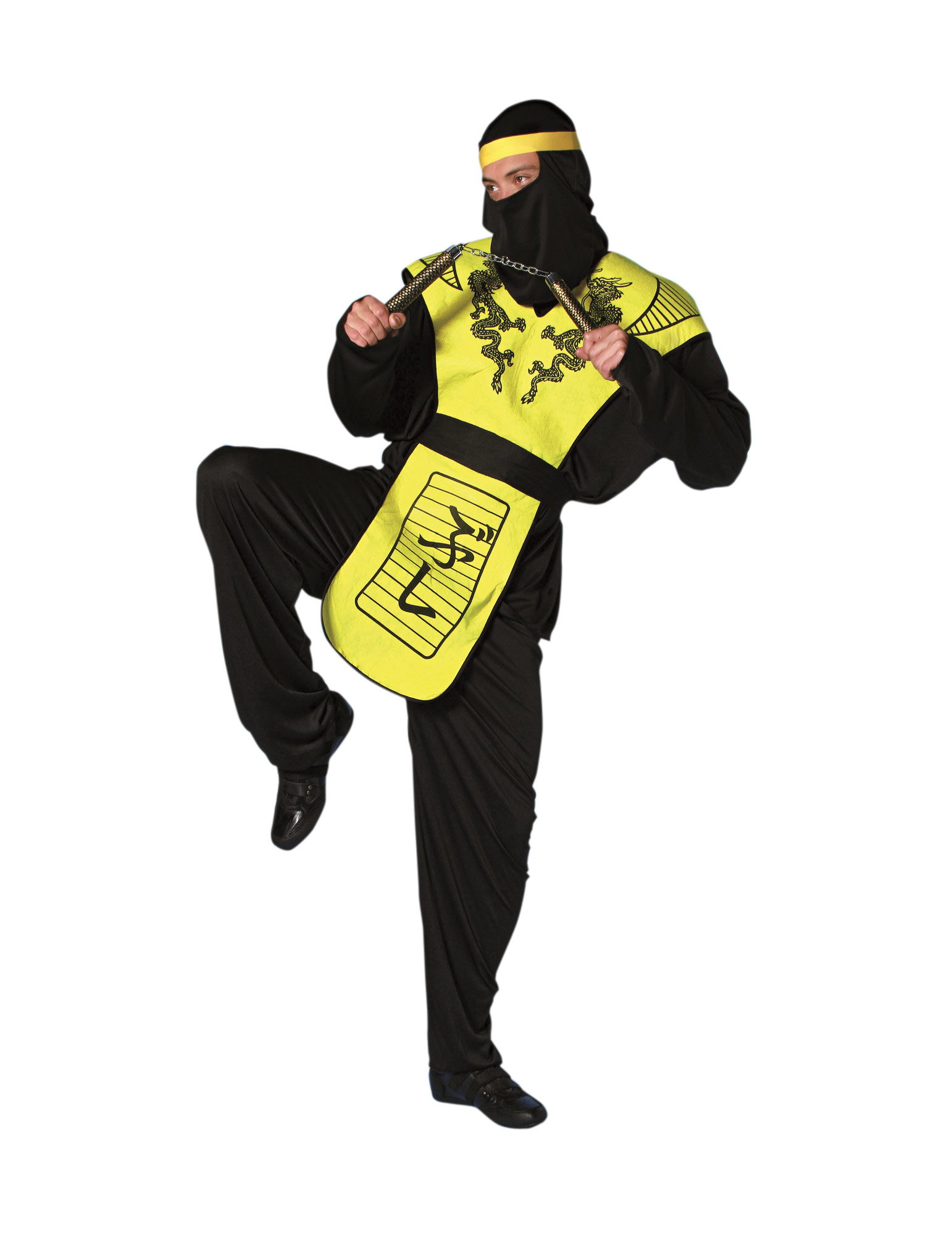 Déguisement ninja noir et jaune homme