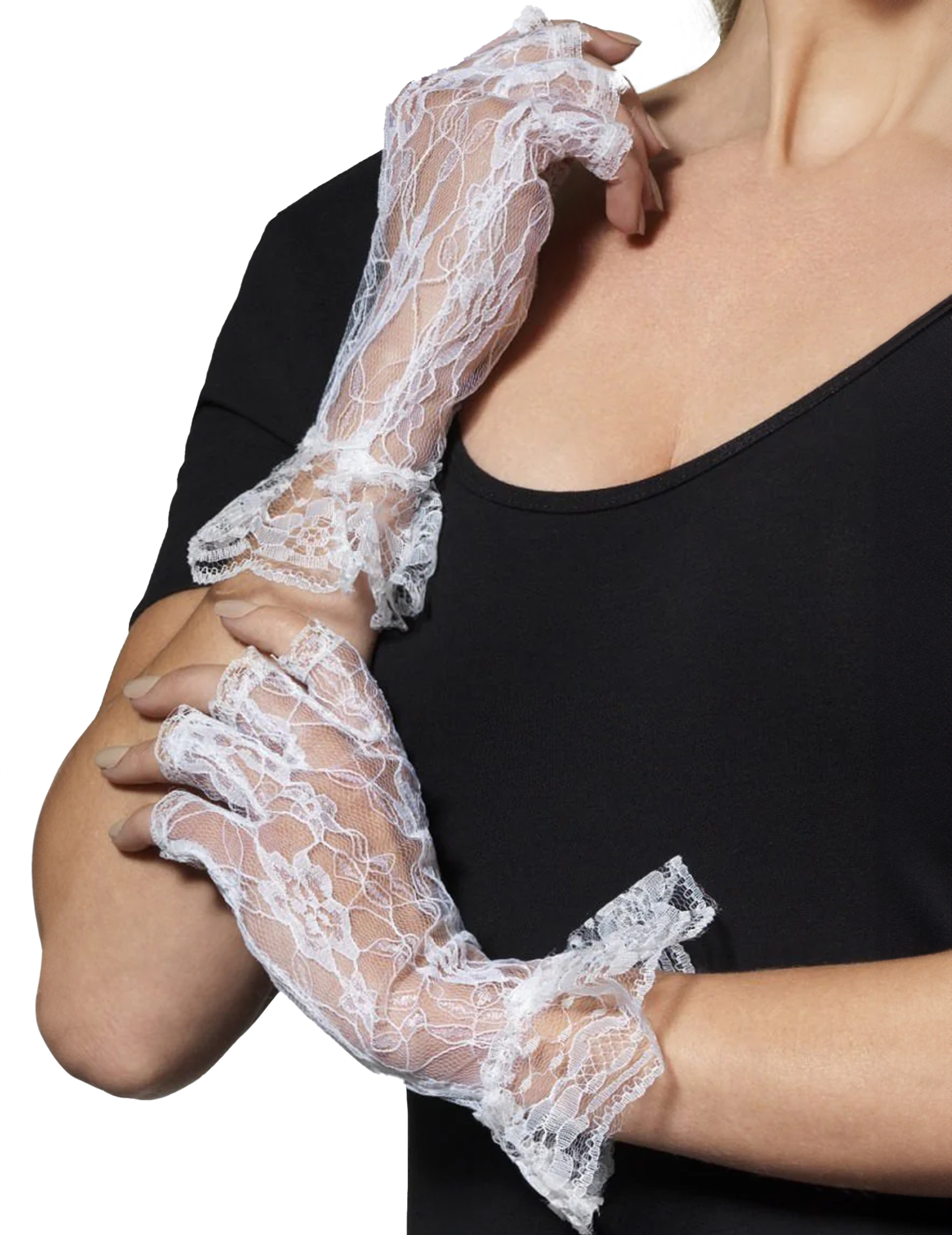Mitaines blanches dentelle femme