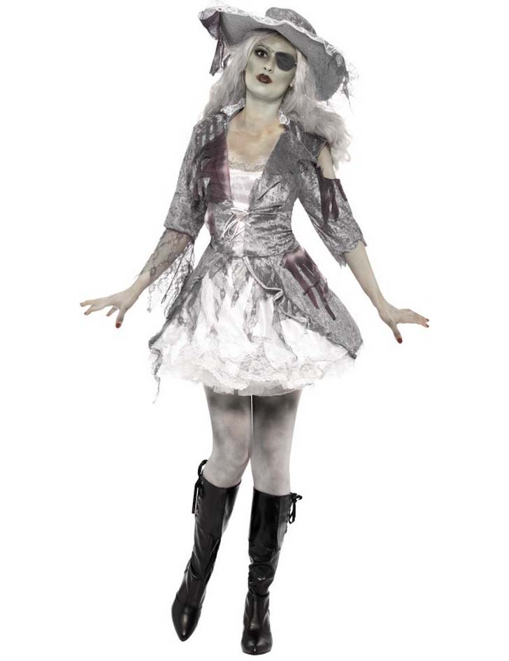 Déguisement fantôme pirate effet satiné femme Halloween