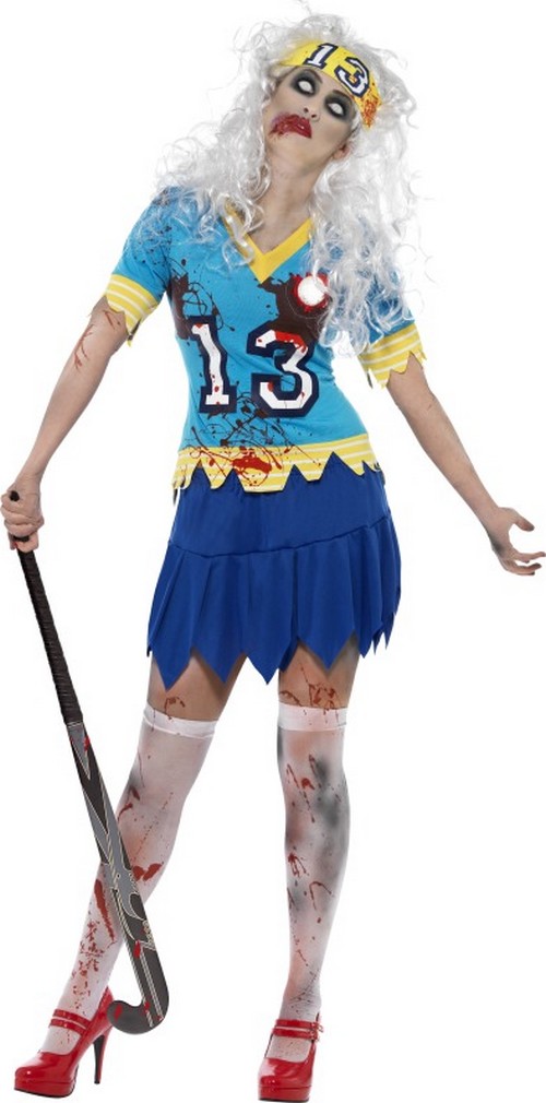 Déguisement zombie joueuse de hockey femme Halloween