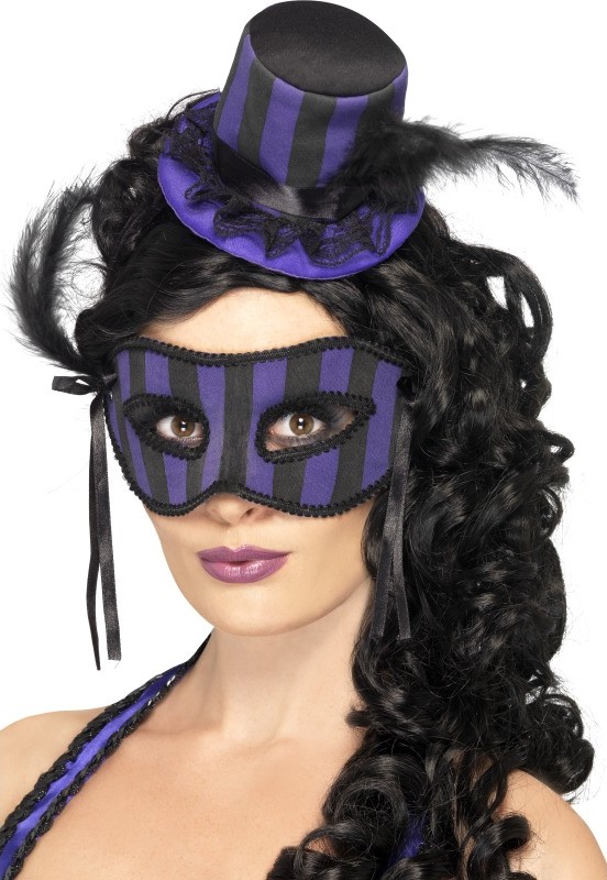 Kit chapeau et loup burlesque violet femme
