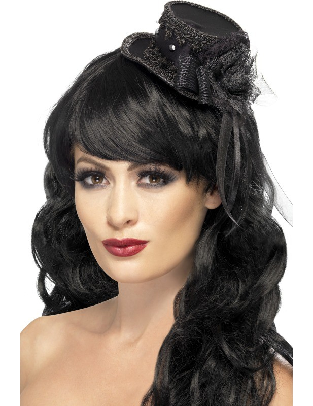 Mini chapeau noir avec dentelle femme