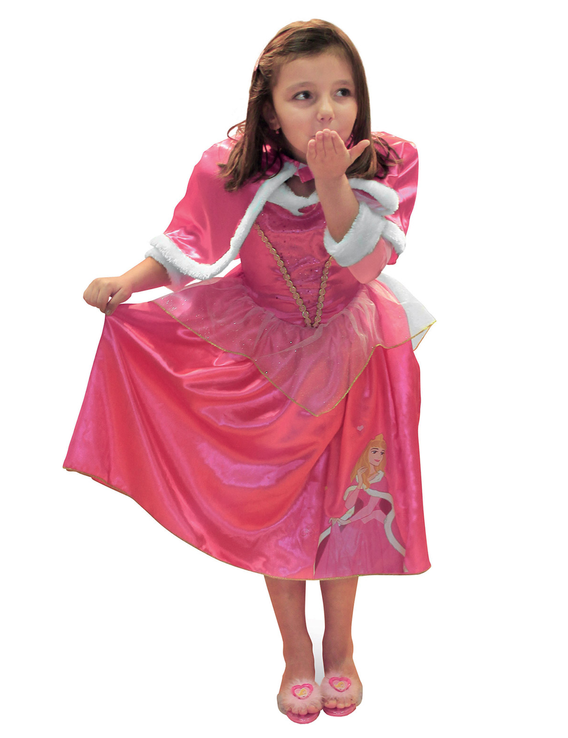 Déguisement princesse de l'hiver Aurore avec cape fille