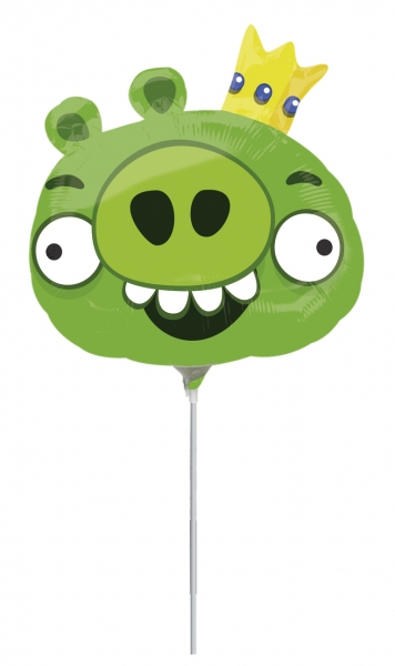 Ballon aluminum Angry Birds vert  20 cm