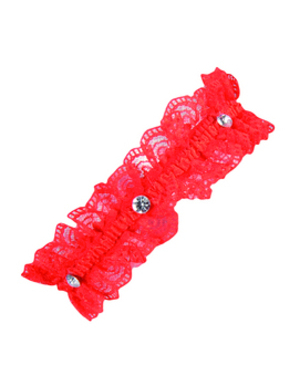 Jarretière rouge à strass