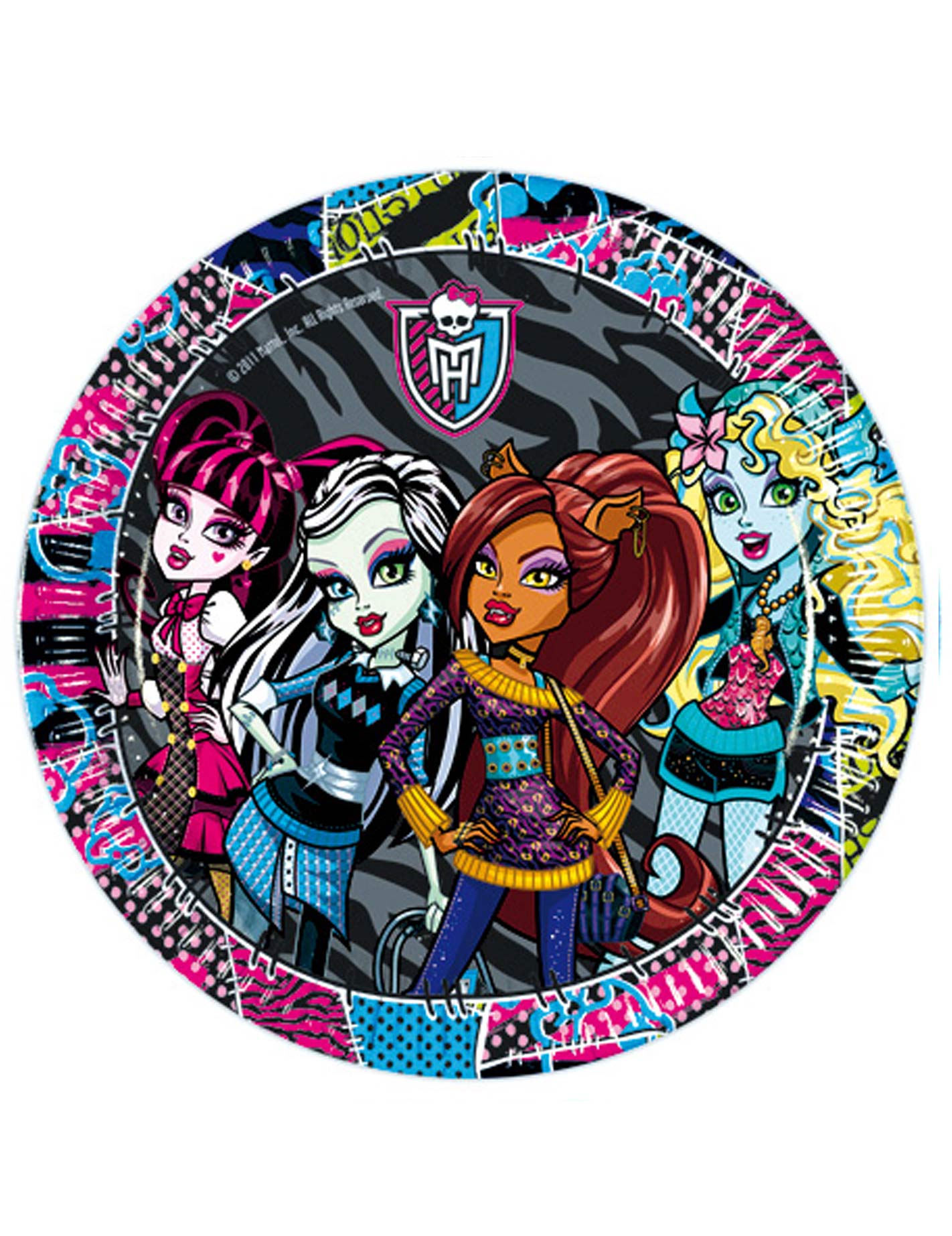 8 Assiettes cartonnées Monster high 23 cm