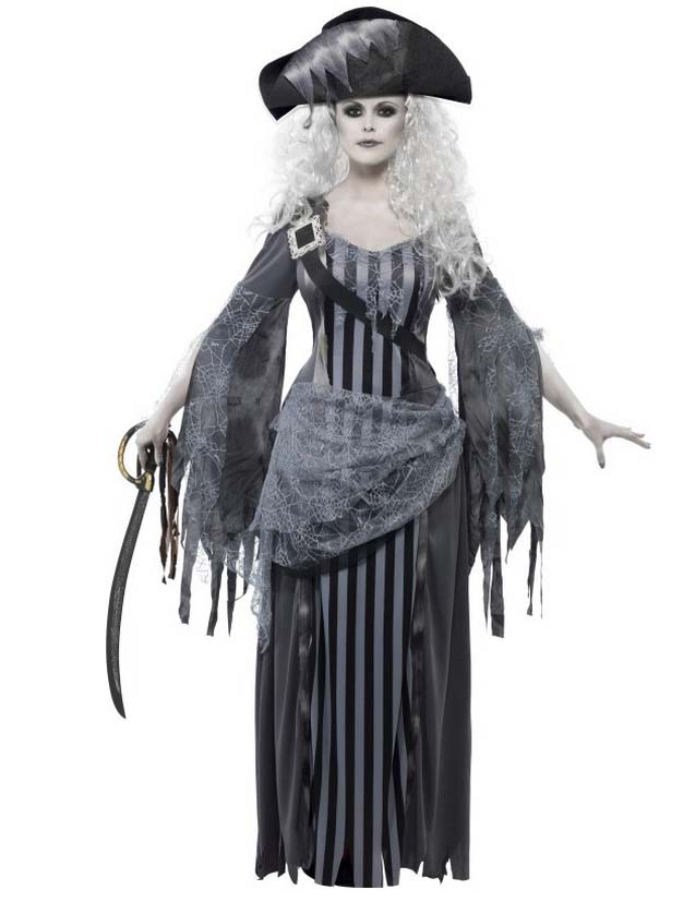Déguisement fantôme pirate grise femme Halloween