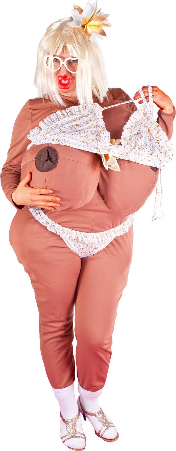 Déguisement humoristique femme naturiste