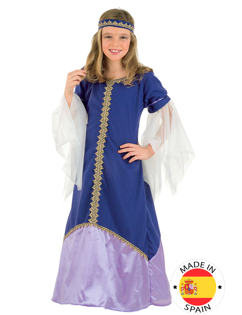 Déguisement bleu Reine Médiévale fille