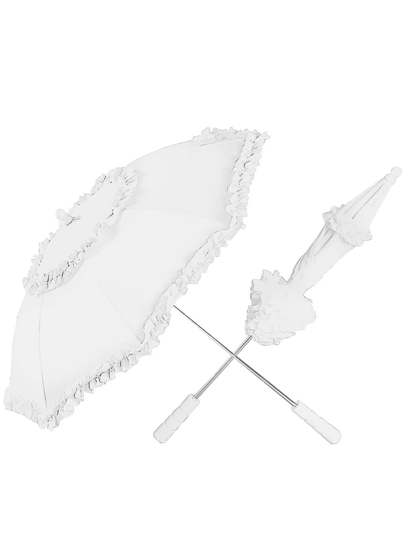 Ombrelle blanche à froufrou
