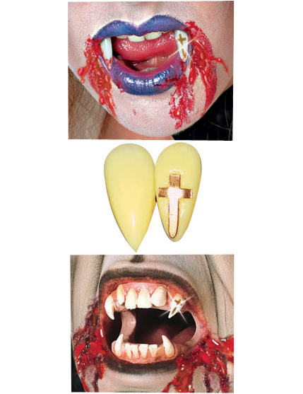 Dents de vampire croix en or adulte