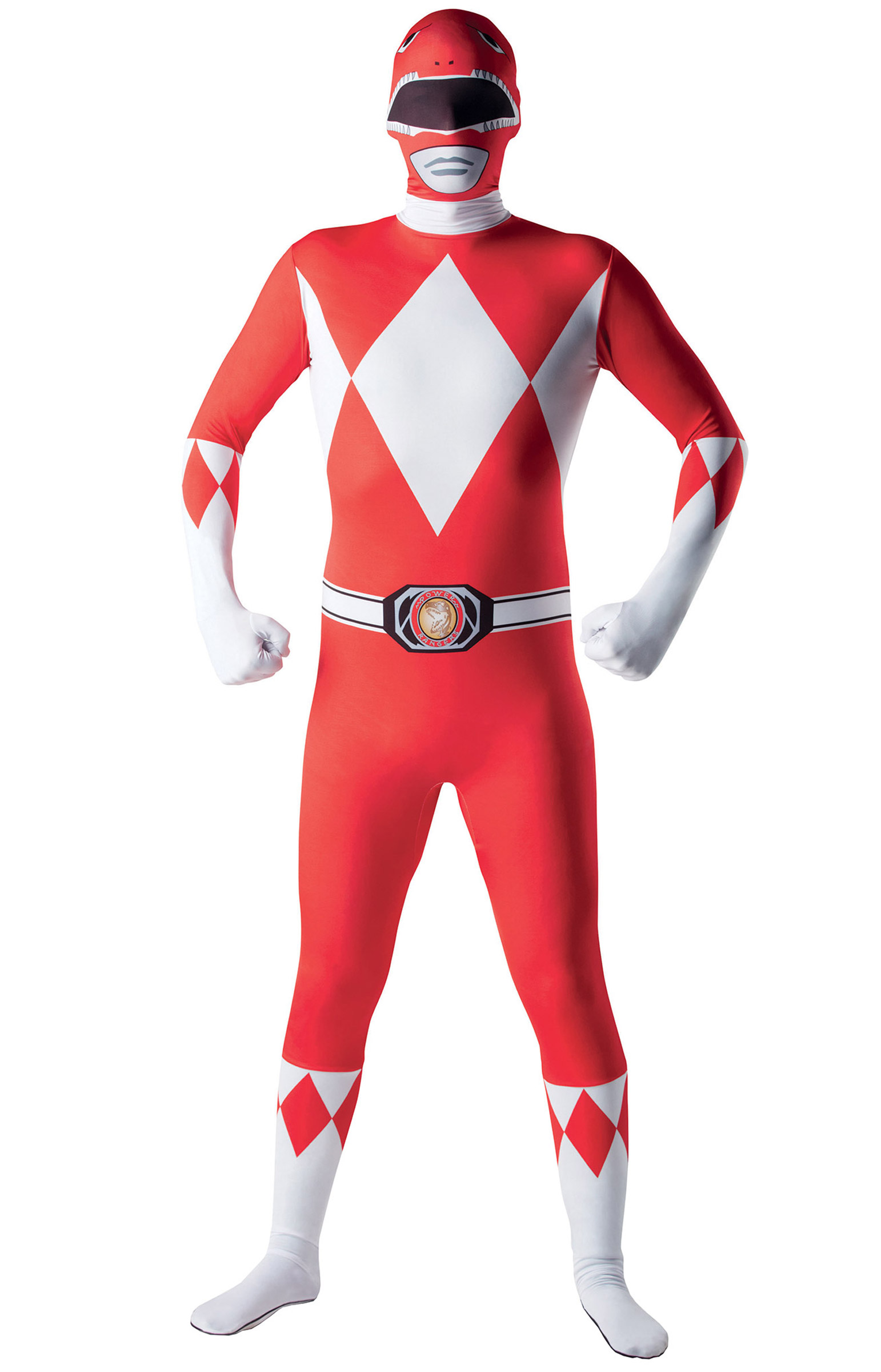 Déguisement seconde peau rouge Power Rangers adulte