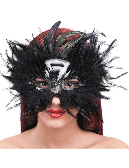 Loup noir et blanc avec plumes noires adulte
