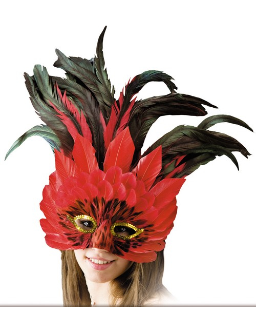 Loup rouge avec grandes plumes noires adulte