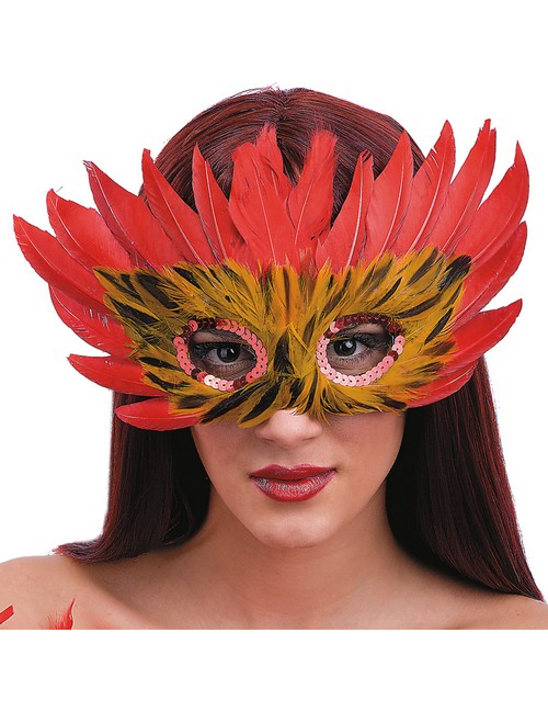Loup rouge et orange avec plumes adulte