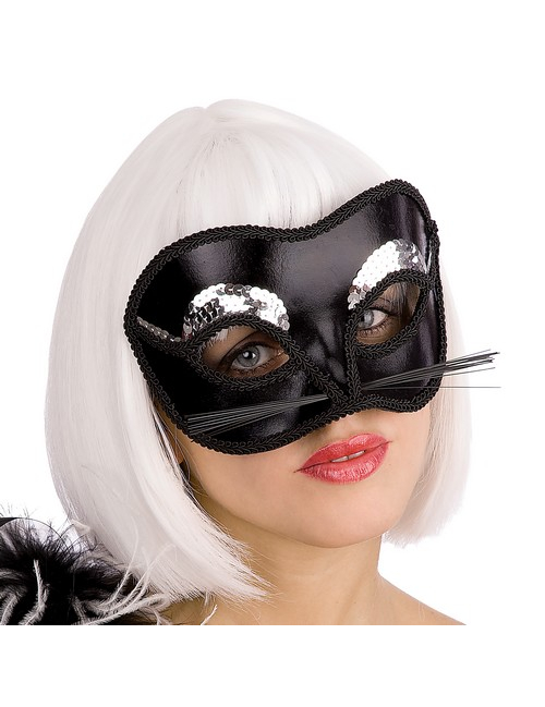 Loup chat noir avec sequins adulte