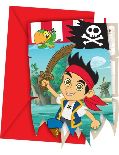6 Cartes d'invitation Jake et les pirates