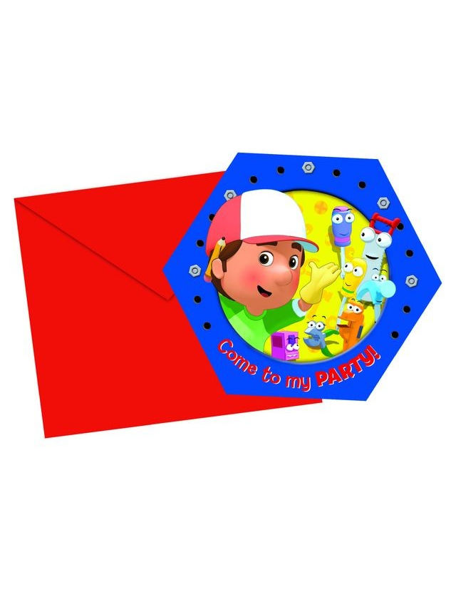 6 Cartes d'invitation Manny et ses outils