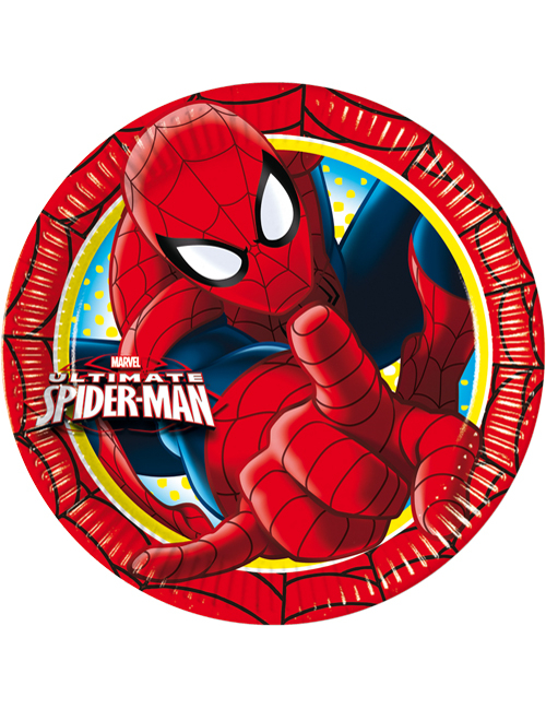 8 Assiettes Spiderman 23cm