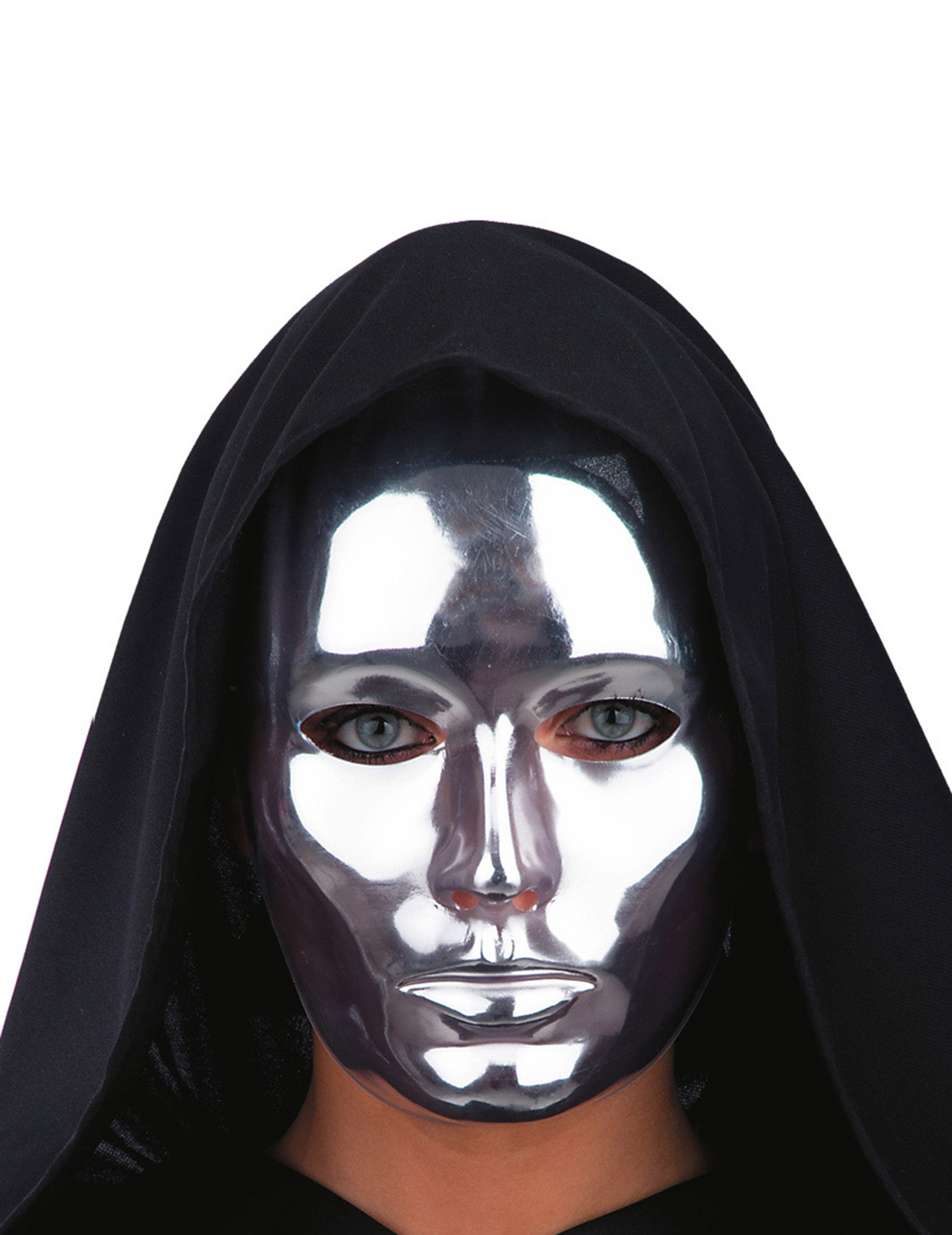 Masque visage argent chromé adulte
