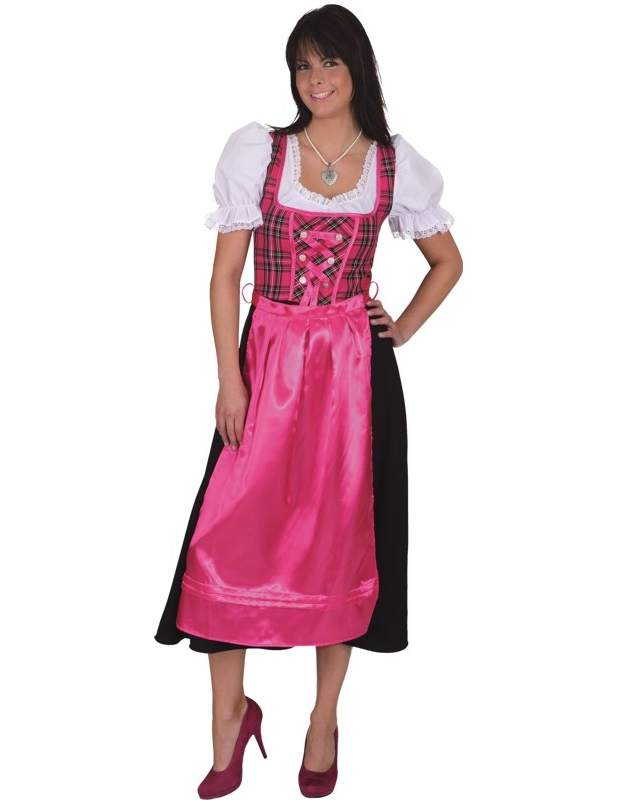 Déguisement traditionnel à carreaux rose Bavaroise femme