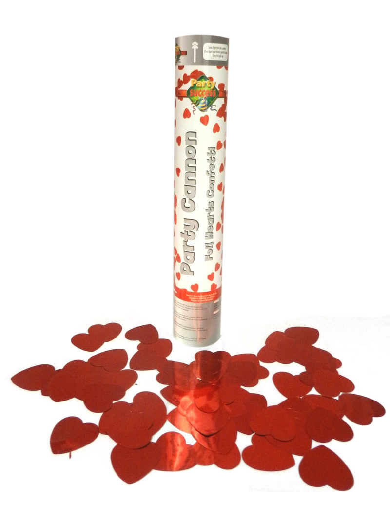 Canon à confettis coeurs rouges 30 cm