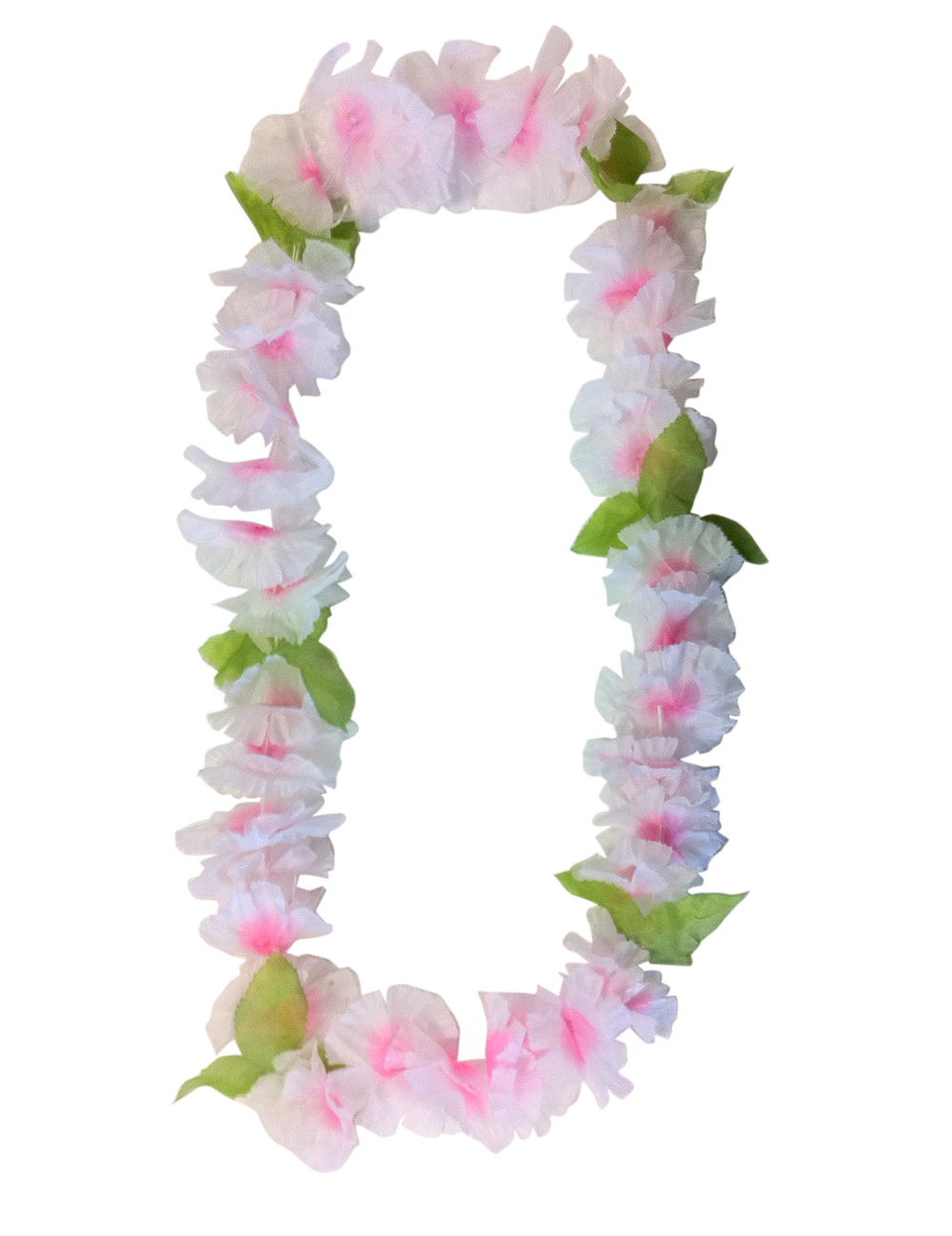 Collier fleurs hawaïennes blanc et rose