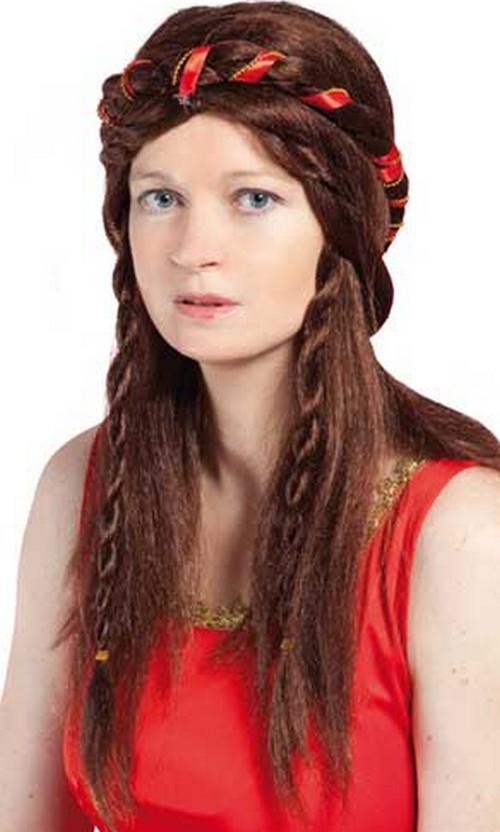 Perruque médiévale marron femme
