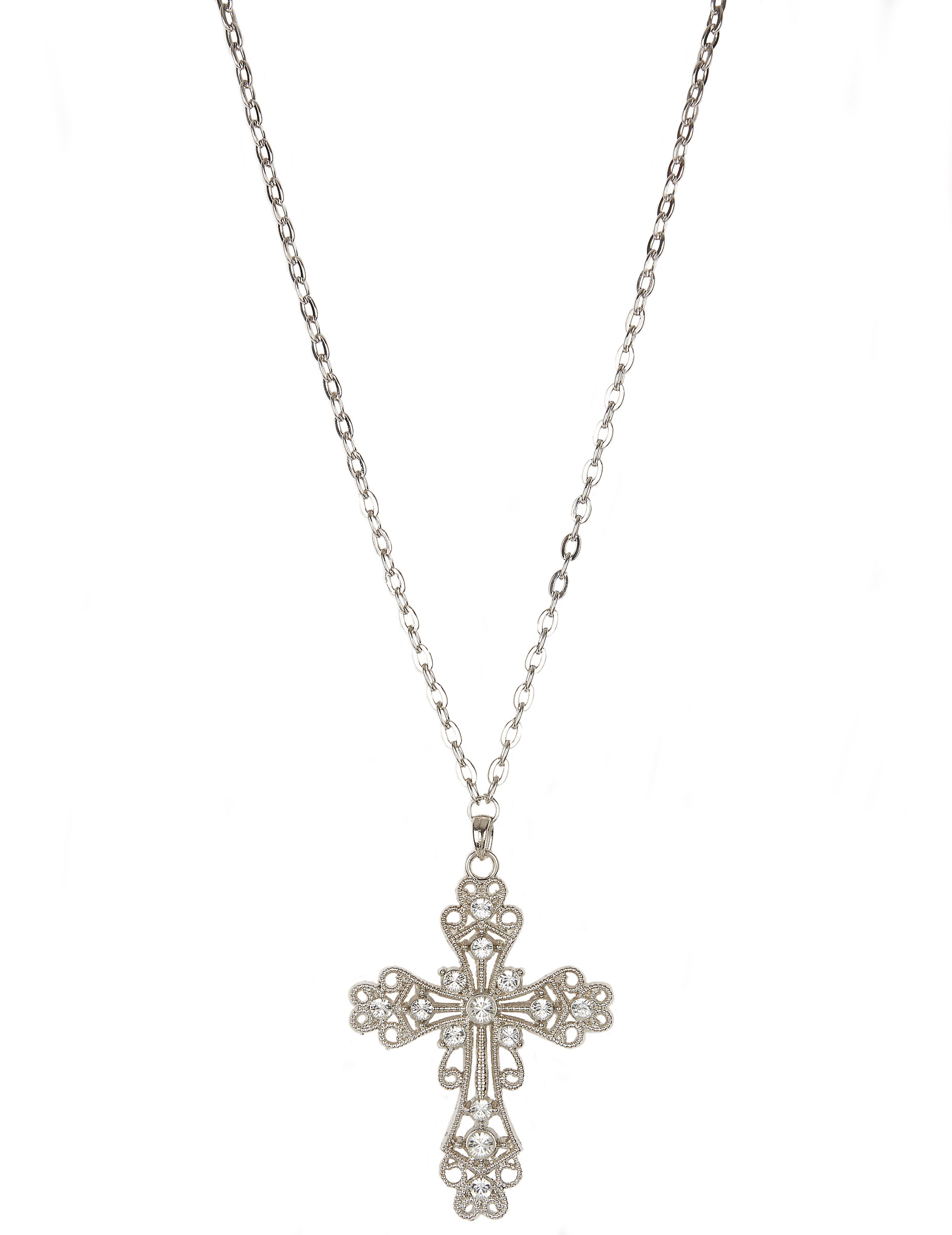 Collier croix fausses pierres précieuses