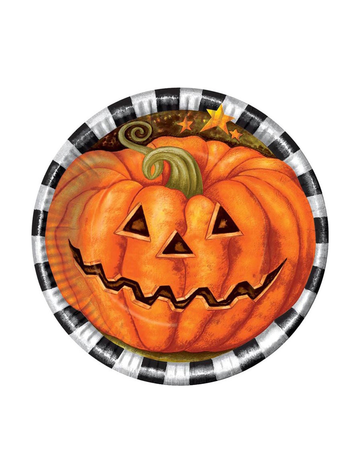 6 Petites assiettes en carton Citrouille Halloween 18 cm