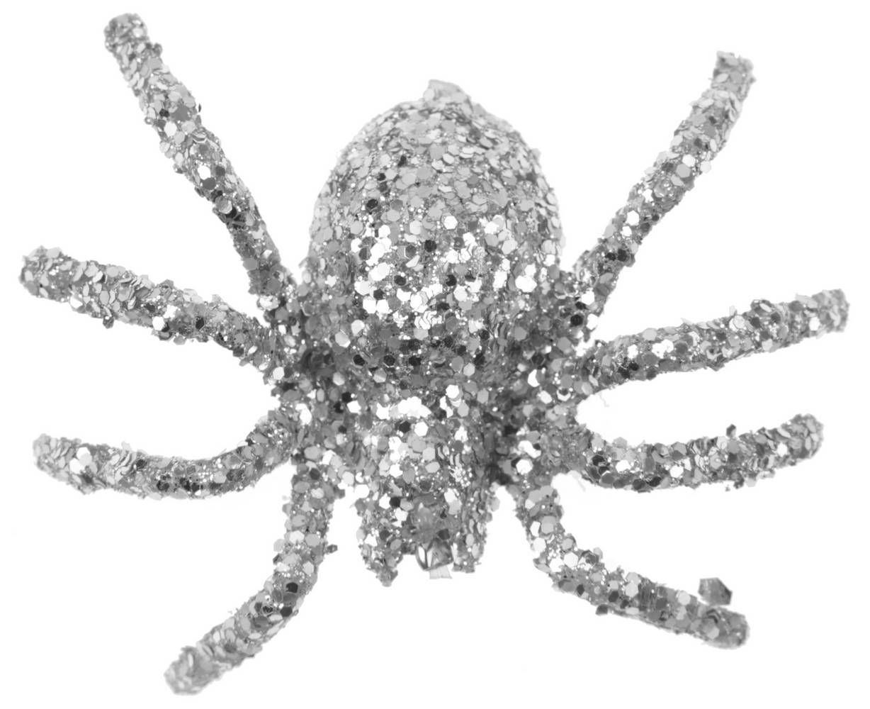6 araignées pailletées argent